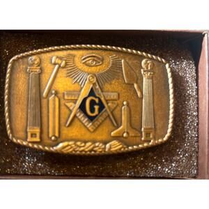 Free Masons Masonic Solid Bronze Belt Buckle 1981 Harry Klitzner
